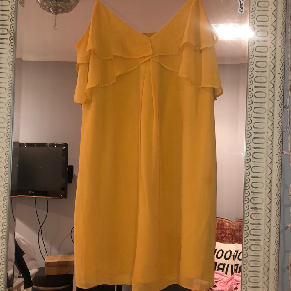 BCBG Womens Ruffled Sleeveless Mini Dress
